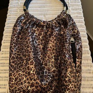 Steve Madden sequin leopard print bag-black, brown and gold sequins